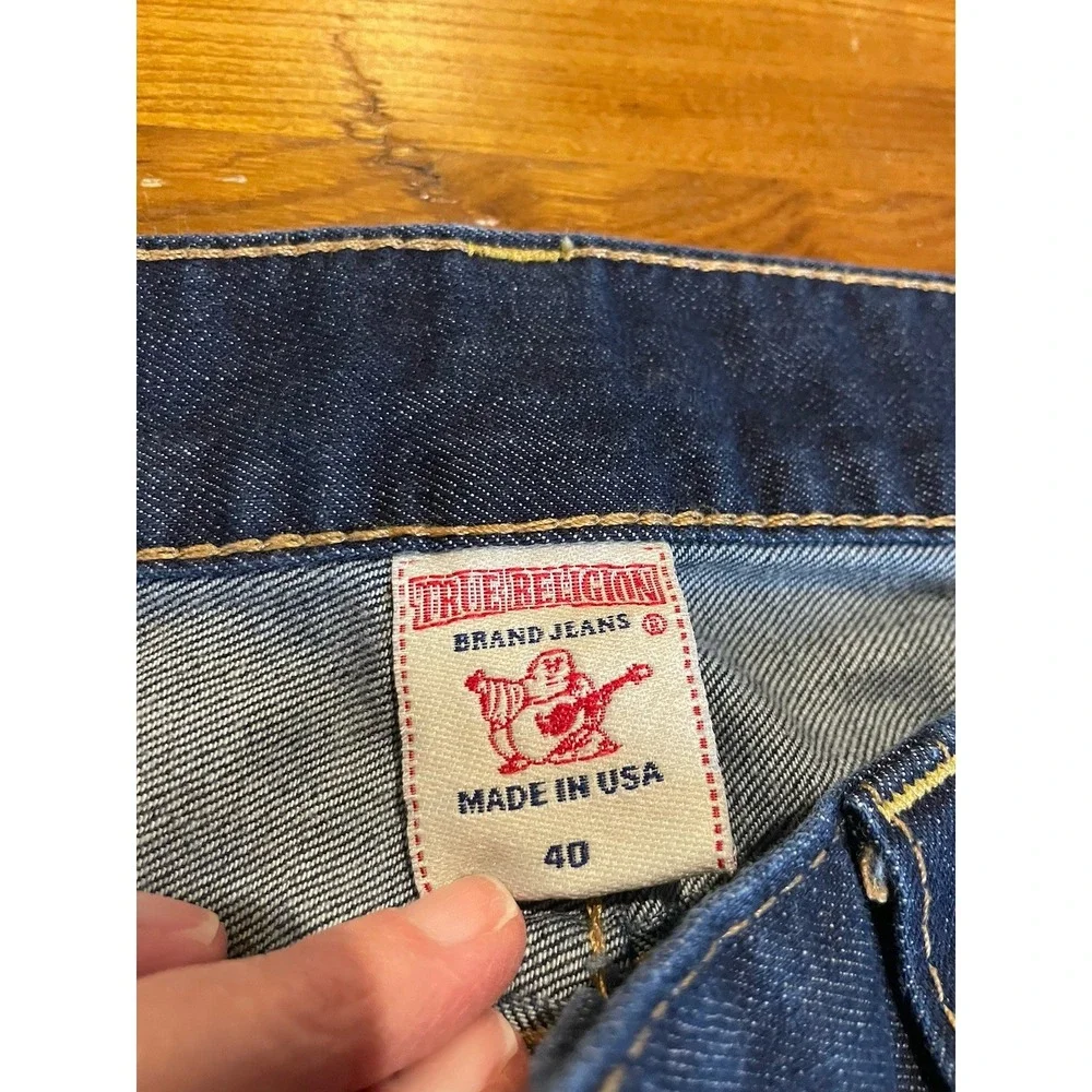 True Religion Jeans Mens 40x32 Ricky Relaxed Straight Leg Stretch Denim Pants